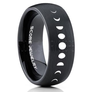 Moon Phases Ring, Moon Ring, Moon Jewelry, Astronomy Ring, Science Ring, Lunar Phases Ring, Lunar Jewelry, Teacher Ring, Black Tungsten Ring