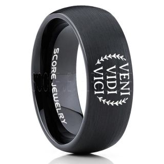 Veni Vidi Vici Ring, Julius Caesar Ring, Roman Ring, Roman Republic Ring, I Came I Saw I Conquered Ring, Roman Senate Ring, Julius Caesar Jewelry, Black Tungsten Ring