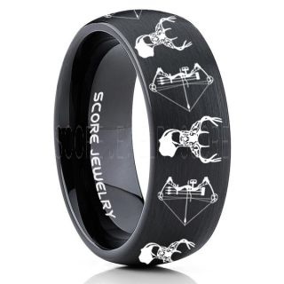 Deer Hunting Ring, Elk Hunting Ring, Deer Hunting Tungsten Ring, Crossbow Deer Hunting Ring, Crossbow Deer Ring, Deer Jewelry, Black Tungsten Wedding Band