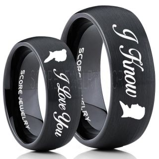 I Love You I Know Rings, 2 Piece Couple Set Star Wars Rings, Star Wars Wedding Bands, Matching I Love You I Know Rings, Black Wedding Rings, Black Tungsten Bands, Star Wars Wedding Bands