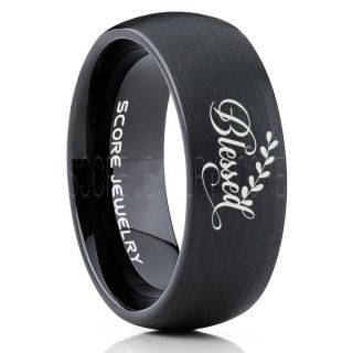Blessed Ring, Blessed Jewelry, Inspirational Ring, Inspirational Jewelry, Blessed Wedding Ring, Religious Ring, Christian Jewelry, Christian Ring, Religious Jewelry, Black Wedding Band, Black Wedding Ring