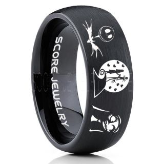 Jack and Sally Ring, Jack and Sally Wedding Band, We're Simply Meant To Be Ring, Black Tungsten Ring, Black Tungsten Wedding Band, Jack and Sally Wedding Ring