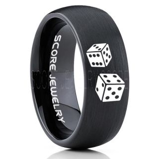 Craps Ring, Dice Ring, Dice Jewelry, Dice Wedding Ring, Poker Ring, Gaming Ring, Casino Ring, Joker Ring, Black Wedding Band, Black Tungsten Ring