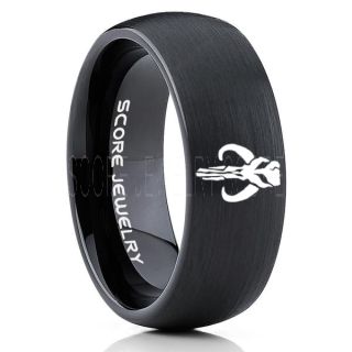 Boba Fett Ring, Boba Fett Mythosaur Skull Ring, Boba Fett Mandalorian Ring, Star Wars Ring, Star Wars Wedding Band, Black Mandalorian Wedding Ring, Black Tungsten Band, Mandalorian Wedding Band, Star Wars Wedding Ring, Star Wars Mandalorian Jewelry