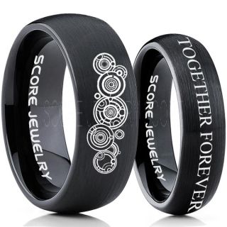 Doctor Who Rings, Doctor Who Wedding Rings, 2 Piece Couple Set Doctor Who Rings, Gallifreyan Rings, Doctor Who Jewelry, Doctor Who Wedding Bands, Doctor Who Wedding Rings