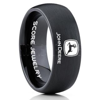 John Deere Ring, Farmer Ring, Agriculture Ring, Construction Machinery Ring, John Deere Jewelry, John Deere Machinery Ring, Farmer Tungsten Wedding Ring, Black Tungsten Ring
