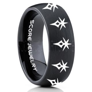 Final Fantasy Ring, Final Fantasy Jewelry, Dark Knight Ring, Gamer Ring, Final Fantasy Wedding Ring, Final Fantasy Wedding Band, Black Tungsten Ring, Black Wedding Band