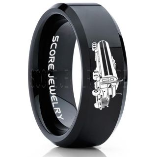 Tank Truck Ring, Tanker Ring, Fuel Truck, Truck Driver Ring, Trucker Ring, Black Tungsten Ring, Trucker Jewelry, Truck Driver Wedding Band, Black Tungsten Band, Black Wedding Ring