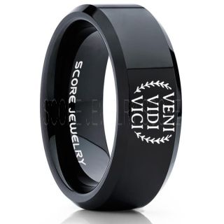 Veni Vidi Vici Ring, Julius Caesar Ring, Roman Ring, Roman Republic Ring, I Came I Saw I Conquered Ring, Roman Senate Ring, Julius Caesar Jewelry, Black Tungsten Ring