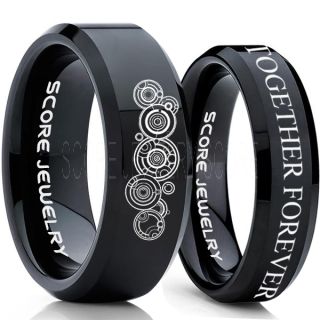 Doctor Who Rings, Doctor Who Wedding Rings, 2 Piece Couple Set Doctor Who Rings, Gallifreyan Rings, Doctor Who Jewelry, Doctor Who Wedding Bands, Doctor Who Wedding Rings