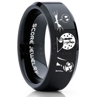 Jack and Sally Ring, Jack and Sally Wedding Band, We're Simply Meant To Be Ring, Black Tungsten Ring, Black Tungsten Wedding Band, Jack and Sally Wedding Ring