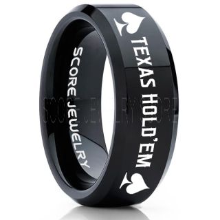 Texas Holdem Poker Ring, Poker Ring, Ace of Spades Ring, Poker Jewelry, Blackjack Ring, Casino Ring, Joker Ring, Poker Wedding Ring, Black Tungsten Ring