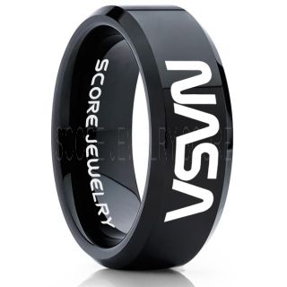 NASA Ring, NASA Jewelry, Astronomy Ring, Space Ring, Space Jewelry, Black Wedding Ring, Black Tungsten Band, NASA Wedding Band, NASA Wedding Ring