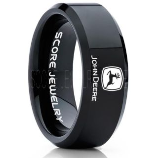 John Deere Ring, Farmer Ring, Agriculture Ring, Construction Machinery Ring, John Deere Jewelry, John Deere Machinery Ring, Farmer Tungsten Wedding Ring, Black Tungsten Ring