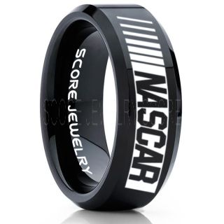 NASCAR Ring, NASCAR Jewelry, Racing Ring, Racing Flag Ring, Checkered Flag Ring, Chequered Flag Ring, Black Tungsten Ring, Car Racing Ring, Black Wedding Band, Black Tungsten Ring