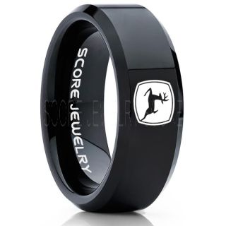 John Deere Ring, Farmer Ring, Agriculture Ring, Construction Machinery Ring, John Deere Jewelry, John Deere Machinery Ring, Farmer Tungsten Wedding Ring, Black Tungsten Ring