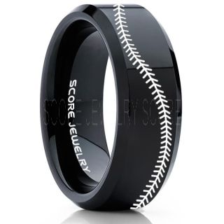 Baseball Ring, Baseball Stitch Pattern Ring, Black Tungsten Ring, Black Ring, Black Wedding Band, Black Wedding Ring, Baseball Stitch Ring, Black Wedding Band