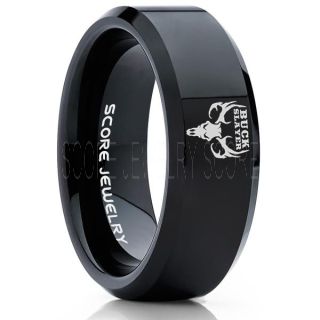 Buck Slayer Ring, Deer Hunting Ring, Hunting Ring, Deer Hunting Jewelry, Deer Buck Ring, Outdoorsman Ring, Deer Jewelry, Black Tungsten Band