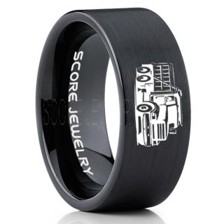 Dump Truck Ring, Truck Driver Ring, Trucker Ring, Black Tungsten Ring, Trucker Jewelry, Truck Driver Wedding Band, Black Tungsten Band, Black Wedding Ring