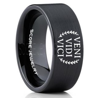 Veni Vidi Vici Ring, Julius Caesar Ring, Roman Ring, Roman Republic Ring, I Came I Saw I Conquered Ring, Roman Senate Ring, Julius Caesar Jewelry, Black Tungsten Ring