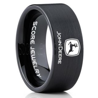 John Deere Ring, Farmer Ring, Agriculture Ring, Construction Machinery Ring, John Deere Jewelry, John Deere Machinery Ring, Farmer Tungsten Wedding Ring, Black Tungsten Ring
