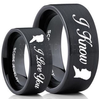 I Love You I Know Rings, 2 Piece Couple Set Star Wars Rings, Star Wars Wedding Bands, Matching I Love You I Know Rings, Black Wedding Rings, Black Tungsten Bands, Star Wars Wedding Bands