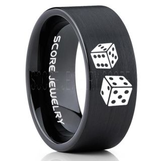 Craps Ring, Dice Ring, Dice Jewelry, Dice Wedding Ring, Poker Ring, Gaming Ring, Casino Ring, Joker Ring, Black Wedding Band, Black Tungsten Ring