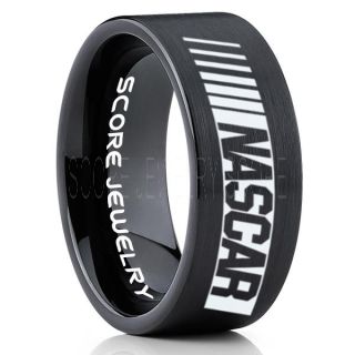 NASCAR Ring, NASCAR Jewelry, Racing Ring, Racing Flag Ring, Checkered Flag Ring, Chequered Flag Ring, Black Tungsten Ring, Car Racing Ring, Black Wedding Band, Black Tungsten Ring