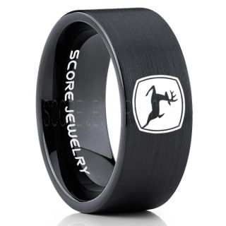 John Deere Ring, Farmer Ring, Agriculture Ring, Construction Machinery Ring, John Deere Jewelry, John Deere Machinery Ring, Farmer Tungsten Wedding Ring, Black Tungsten Ring