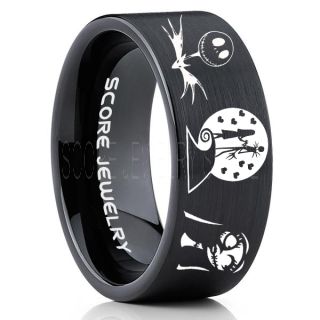 Jack and Sally Ring, Jack and Sally Wedding Band, We're Simply Meant To Be Ring, Black Tungsten Ring, Black Tungsten Wedding Band, Jack and Sally Wedding Ring