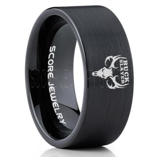Buck Slayer Ring, Deer Hunting Ring, Hunting Ring, Deer Hunting Jewelry, Deer Buck Ring, Outdoorsman Ring, Deer Jewelry, Black Tungsten Band
