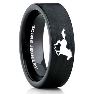 Mustang Ring, Horse Ring, Mustang Band, Equestrian Ring, Horse Lovers Ring, Western Ring, Cowboys Ring, Black Tungsten Ring, Black Wedding Band, Horse Wedding Ring