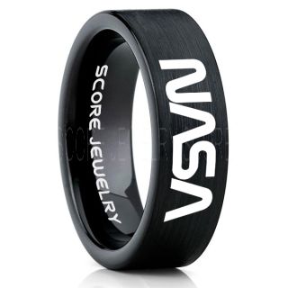 NASA Ring, NASA Jewelry, Astronomy Ring, Space Ring, Space Jewelry, Black Wedding Ring, Black Tungsten Band, NASA Wedding Band, NASA Wedding Ring