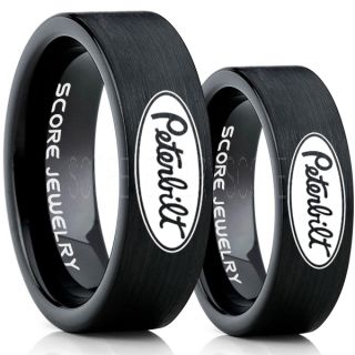 Peterbilt Rings, Peterbilt Jewelry, 2 Piece Couple Set Black Tungsten Rings, Trucker Rings, Truck Driver Rings, Driver Rings, Black Tungsten Wedding Bands