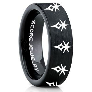 Final Fantasy Ring, Final Fantasy Jewelry, Dark Knight Ring, Gamer Ring, Final Fantasy Wedding Ring, Final Fantasy Wedding Band, Black Tungsten Ring, Black Wedding Band