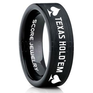 Texas Holdem Poker Ring, Poker Ring, Ace of Spades Ring, Poker Jewelry, Blackjack Ring, Casino Ring, Joker Ring, Poker Wedding Ring, Black Tungsten Ring