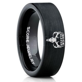 Buck Slayer Ring, Deer Hunting Ring, Hunting Ring, Deer Hunting Jewelry, Deer Buck Ring, Outdoorsman Ring, Deer Jewelry, Black Tungsten Band