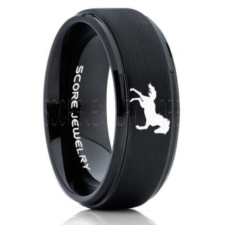 Mustang Ring, Horse Ring, Mustang Band, Equestrian Ring, Horse Lovers Ring, Western Ring, Cowboys Ring, Black Tungsten Ring, Black Wedding Band, Horse Wedding Ring