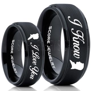 I Love You I Know Rings, 2 Piece Couple Set Star Wars Rings, Star Wars Wedding Bands, Matching I Love You I Know Rings, Black Wedding Rings, Black Tungsten Bands, Star Wars Wedding Bands