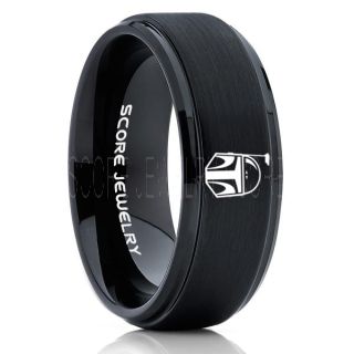 Boba Fett Ring, Boba Fett Helmet Ring, Boba Fett Mandalorian Ring, Star Wars Ring, Star Wars Wedding Band, Black Mandalorian Wedding Ring, Black Tungsten Band, Mandalorian Wedding Band, Star Wars Wedding Ring, Star Wars Mandalorian Jewelry