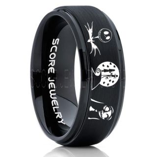 Jack and Sally Ring, Jack and Sally Wedding Band, We're Simply Meant To Be Ring, Black Tungsten Ring, Black Tungsten Wedding Band, Jack and Sally Wedding Ring
