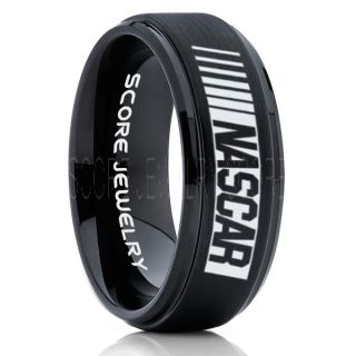 NASCAR Ring, NASCAR Jewelry, Racing Ring, Racing Flag Ring, Checkered Flag Ring, Chequered Flag Ring, Black Tungsten Ring, Car Racing Ring, Black Wedding Band, Black Tungsten Ring