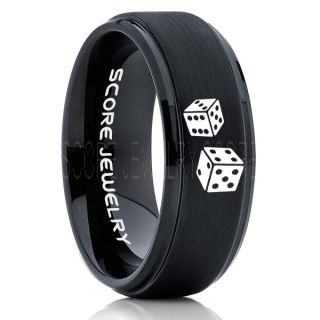 Craps Ring, Dice Ring, Dice Jewelry, Dice Wedding Ring, Poker Ring, Gaming Ring, Casino Ring, Joker Ring, Black Wedding Band, Black Tungsten Ring