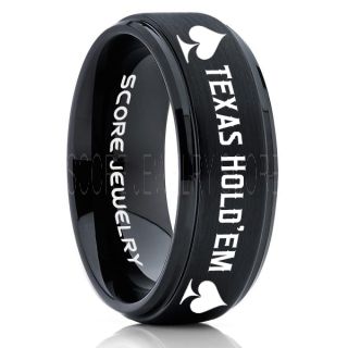 Texas Holdem Poker Ring, Poker Ring, Ace of Spades Ring, Poker Jewelry, Blackjack Ring, Casino Ring, Joker Ring, Poker Wedding Ring, Black Tungsten Ring