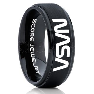 NASA Ring, NASA Jewelry, Astronomy Ring, Space Ring, Space Jewelry, Black Wedding Ring, Black Tungsten Band, NASA Wedding Band, NASA Wedding Ring