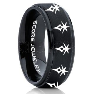 Final Fantasy Ring, Final Fantasy Jewelry, Dark Knight Ring, Gamer Ring, Final Fantasy Wedding Ring, Final Fantasy Wedding Band, Black Tungsten Ring, Black Wedding Band