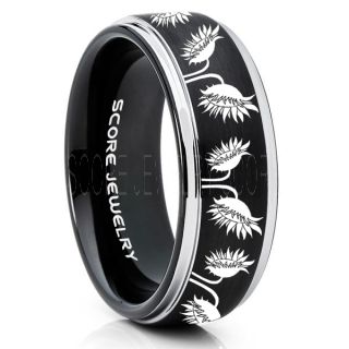 Sunflower Ring, Sunflower Jewelry, Sunflower Wedding Ring, Sunflower Wedding Band, Black Tungsten Ring, Black Wedding Band, Black Wedding Ring