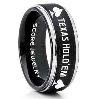 Texas Holdem Poker Ring, Poker Ring, Ace of Spades Ring, Poker Jewelry, Blackjack Ring, Casino Ring, Joker Ring, Poker Wedding Ring, Black Tungsten Ring