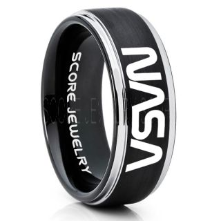 NASA Ring, NASA Jewelry, Astronomy Ring, Space Ring, Space Jewelry, Black Wedding Ring, Black Tungsten Band, NASA Wedding Band, NASA Wedding Ring