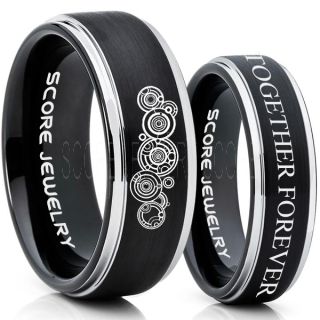 Doctor Who Rings, Doctor Who Wedding Rings, 2 Piece Couple Set Doctor Who Rings, Gallifreyan Rings, Doctor Who Jewelry, Doctor Who Wedding Bands, Doctor Who Wedding Rings